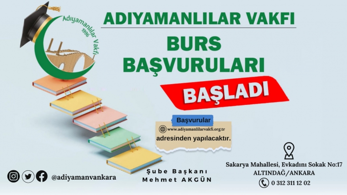 Adıyamanlı'lar Vakfı Burs Başvuraları Başladı