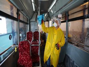 Otobüslerde Antibakteriyel Temizlik Çalışması Yapıldı
