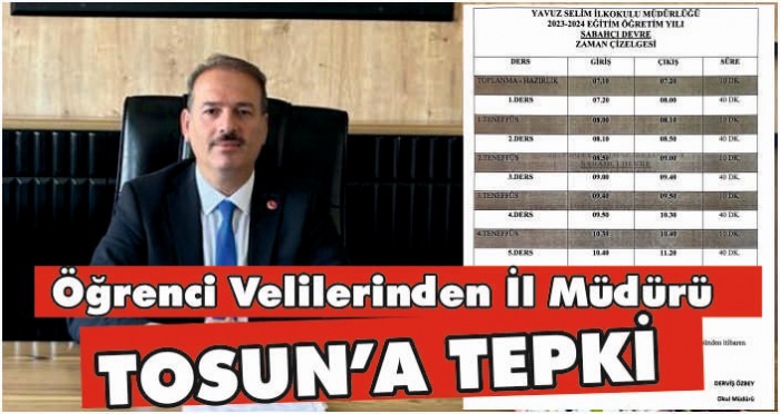 Velilerden Müdür Tosun’a Tepki