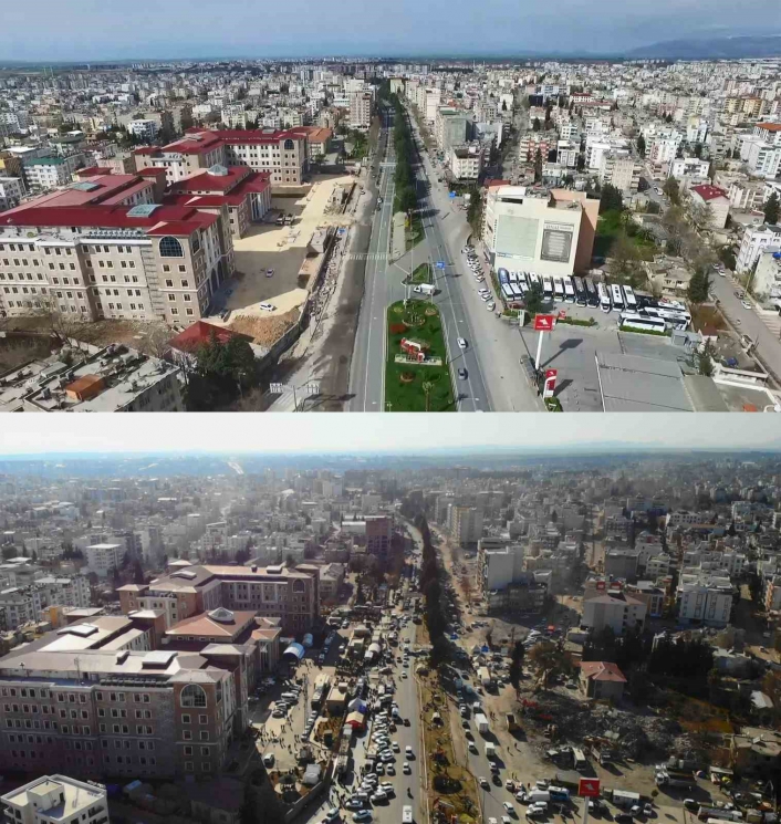 Adıyaman´da depremin öncesi ve sonrası dron kamerasında
