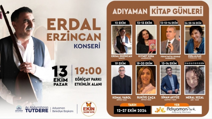 Adıyaman Kitap Günleri Erdal Erzincan Konseri ile başlıyor