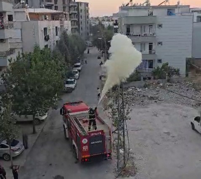 Adıyamanda elektrik hattında yangın çıktı
