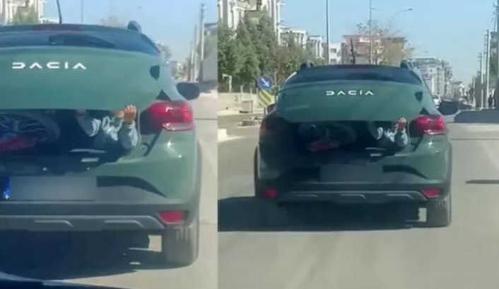 Adıyaman'da otomobilin bagajında çocuk taşıyan sürücü ceza yedi
