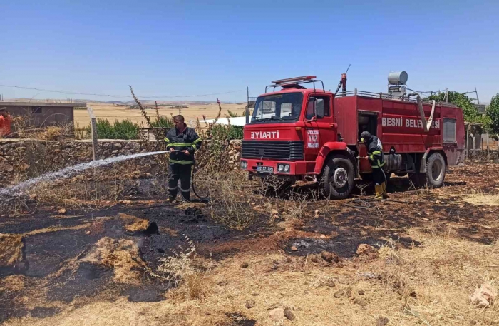 Bahçede çıkan yangında inek telef oldu
