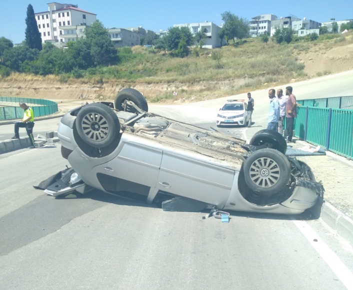 Kontrolden çıkan otomobil takla attı: 1 yaralı
